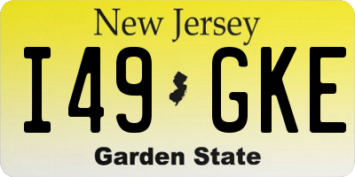 NJ license plate I49GKE