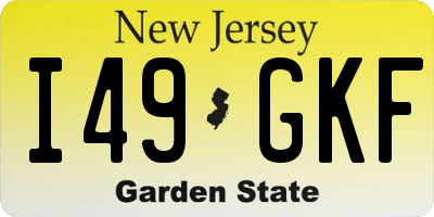 NJ license plate I49GKF