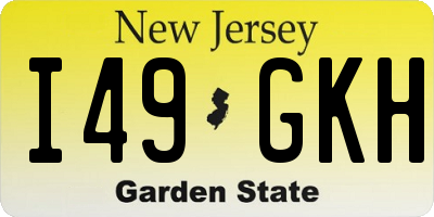 NJ license plate I49GKH