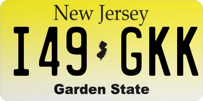NJ license plate I49GKK