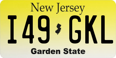 NJ license plate I49GKL