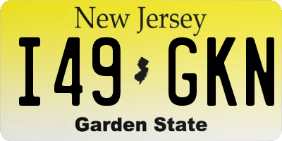 NJ license plate I49GKN