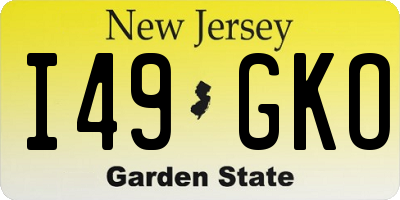 NJ license plate I49GKO