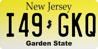 NJ license plate I49GKQ