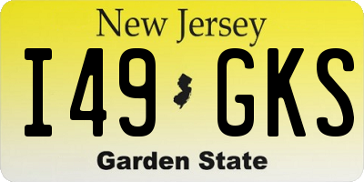 NJ license plate I49GKS