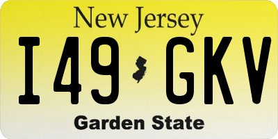 NJ license plate I49GKV