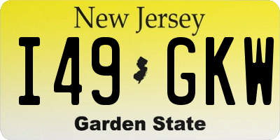 NJ license plate I49GKW