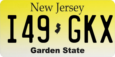 NJ license plate I49GKX