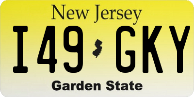 NJ license plate I49GKY