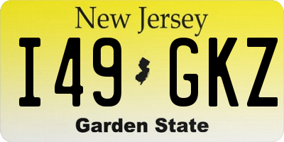 NJ license plate I49GKZ