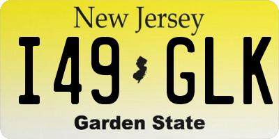 NJ license plate I49GLK
