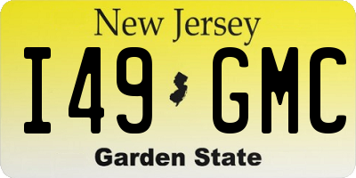 NJ license plate I49GMC
