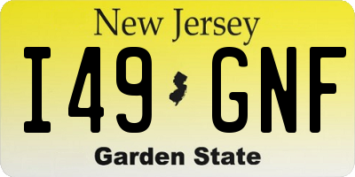 NJ license plate I49GNF
