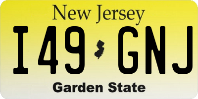 NJ license plate I49GNJ