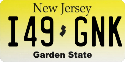 NJ license plate I49GNK