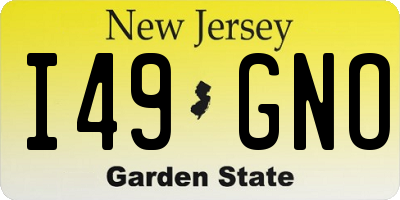 NJ license plate I49GNO