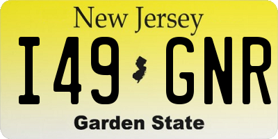 NJ license plate I49GNR