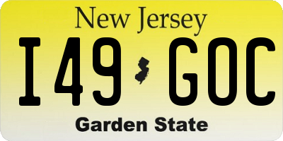 NJ license plate I49GOC