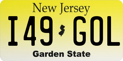 NJ license plate I49GOL