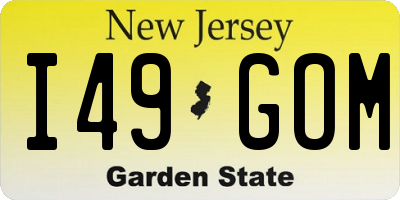 NJ license plate I49GOM