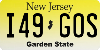 NJ license plate I49GOS
