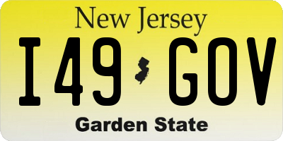 NJ license plate I49GOV