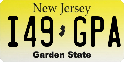 NJ license plate I49GPA