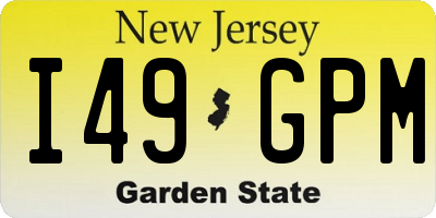 NJ license plate I49GPM