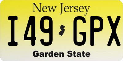 NJ license plate I49GPX
