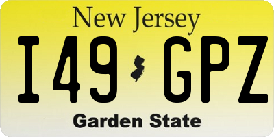 NJ license plate I49GPZ