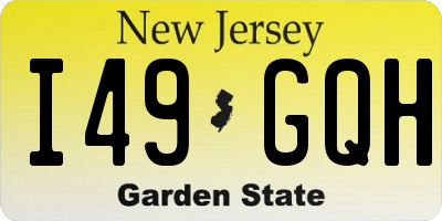NJ license plate I49GQH