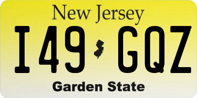 NJ license plate I49GQZ