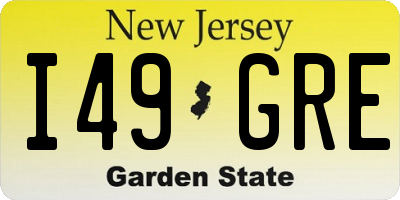 NJ license plate I49GRE