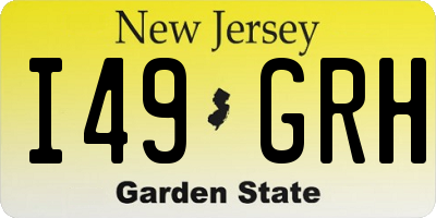 NJ license plate I49GRH