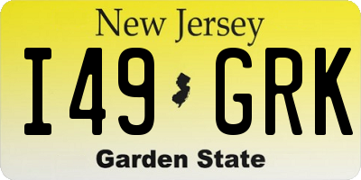NJ license plate I49GRK