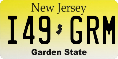 NJ license plate I49GRM