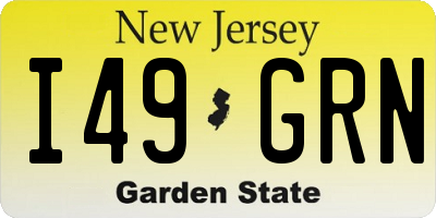 NJ license plate I49GRN