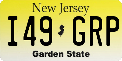 NJ license plate I49GRP