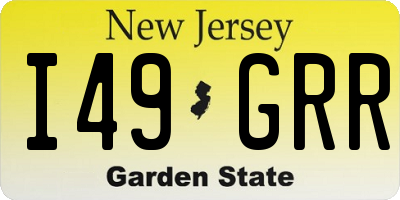 NJ license plate I49GRR