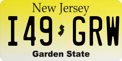 NJ license plate I49GRW