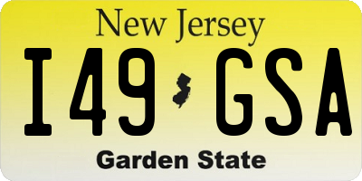 NJ license plate I49GSA