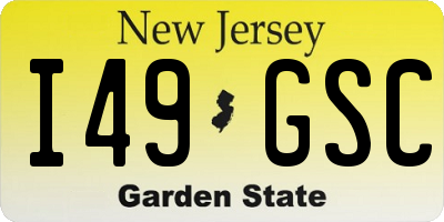 NJ license plate I49GSC