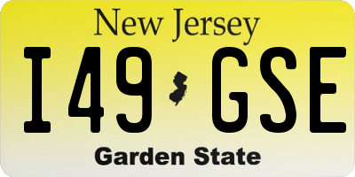 NJ license plate I49GSE