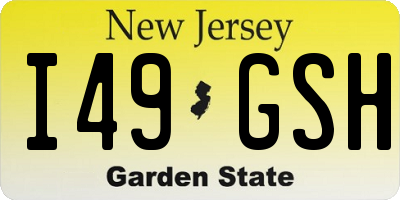 NJ license plate I49GSH