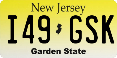 NJ license plate I49GSK