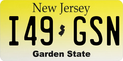 NJ license plate I49GSN