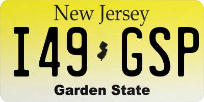 NJ license plate I49GSP