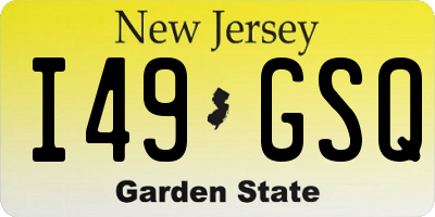 NJ license plate I49GSQ
