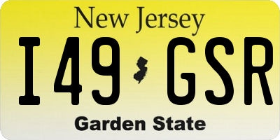 NJ license plate I49GSR