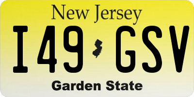 NJ license plate I49GSV